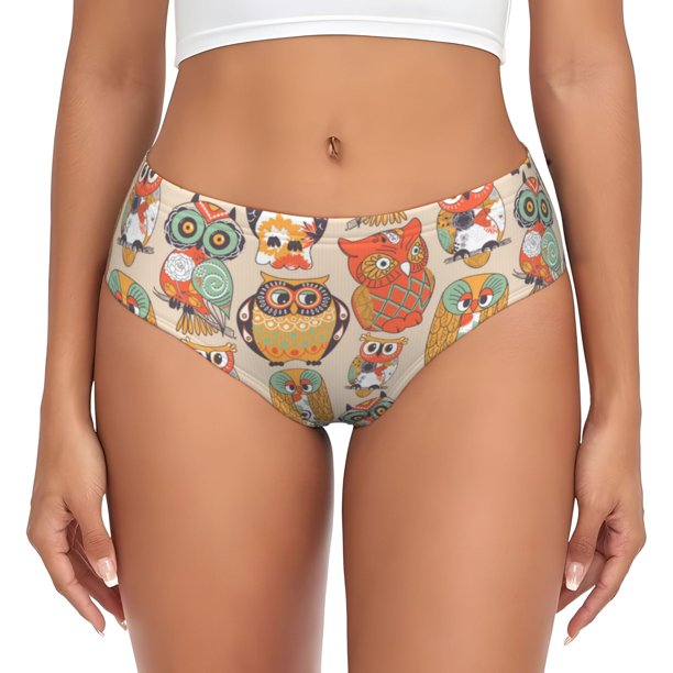 Fotbe Colorful Owls Calzones Estampados para Mujer – Ropa Interior de Algodón, Cómoda, Suave y Elástica-Medium