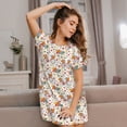 thumbnail image 3 of Sikiie Vintage Autumn Pumpkins Print Women's Short-sleeved Nightdress, Round Neck Pullover Nightdress Pajamas Summer Home Wear, 3 of 6