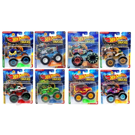 Hot Wheels Monster Trucks, FYJ44-993G Bundle, Die-Cast Vehicles with Oversized Wheels, Ages 3