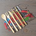 thumbnail image 4 of Labymos Vaisselle de Camping Extérieure Portable Pliable Triangle avec Poche de Rangement en Bambou, 4 of 8