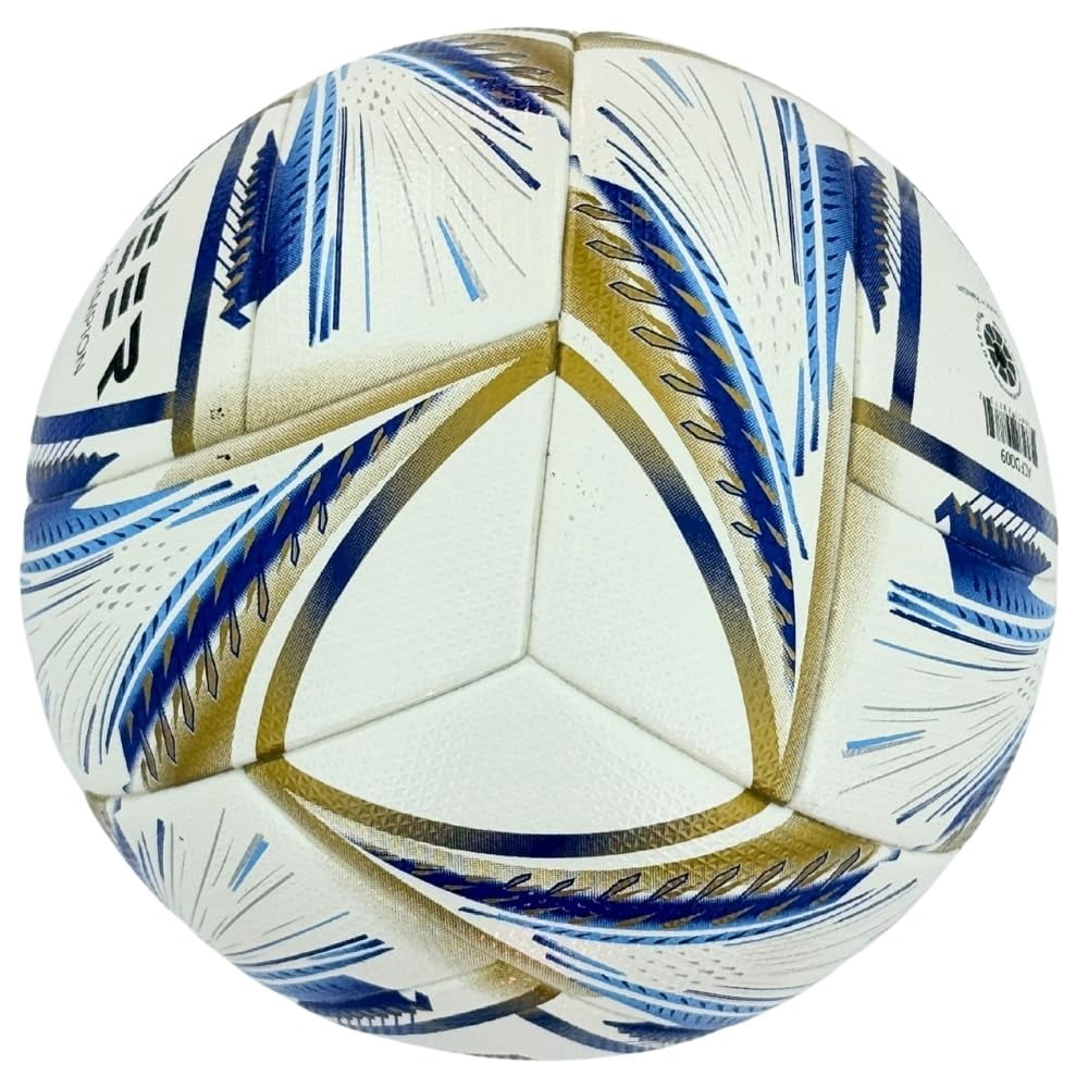 Deer Champion Soccer Ball – For Club Match, Training, Match Performance, Indoor & Outdoor Soccer | 16 Panel, Fabric Wrapped Rubber | Size 5 for Youth & Adult Soccer Players , Blue Gold |
