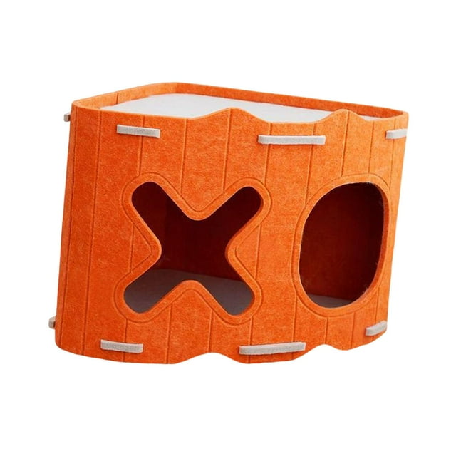 Almencla Lit pour Chat Maison Respirante Lit de Sommeil pour Animaux Portable Robuste Maison Fermée Orange