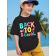 thumbnail image 1 of Girls' Cartoon Print T-Shirt - Short Sleeve Casual Summer Top with ”Back to School“ Design, Soft Knit Fabric, Round Neck, Machine Washable, Perfect for Students, Everyday Tshirt | Stretchy Knit, 1 of 7