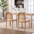thumbnail image 4 of Leumius Rattan Dining Chairs Set of 2, Upholstered Linen Dining Room Chairs with Backrests, Modern Kitchen Chairs with Wood Legs for Dining Room, Beige, 4 of 9