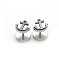 thumbnail image 2 of Fake Faux Cheater Illusion Ear Plug Earrings with Anchor Design 16G, 2 of 15