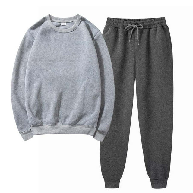 Aqestyerly Ensembles Deux Pièces pour Femmes Chandail Uni à Col Rond Décontracté Pantalon de Sport Ensemble de Sport pour Femmes