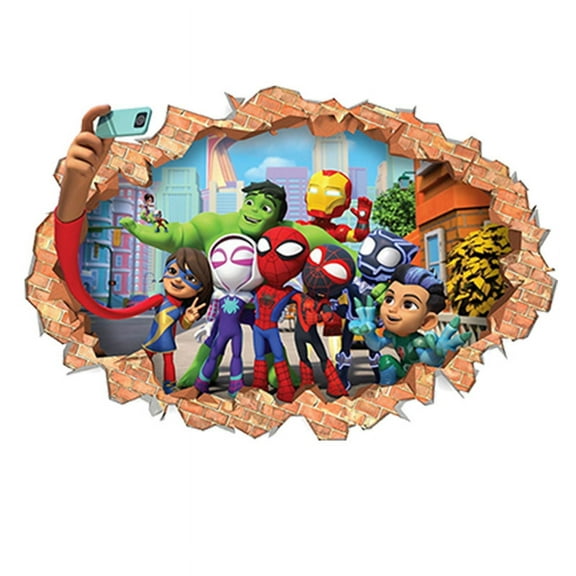 Spider-Man Wall Sticker 3D wall sticker Children wall sticker Cartoon character wall sticker Cartoon background Wall decoration Birthday gift Children bedroom decoration 60*40CM