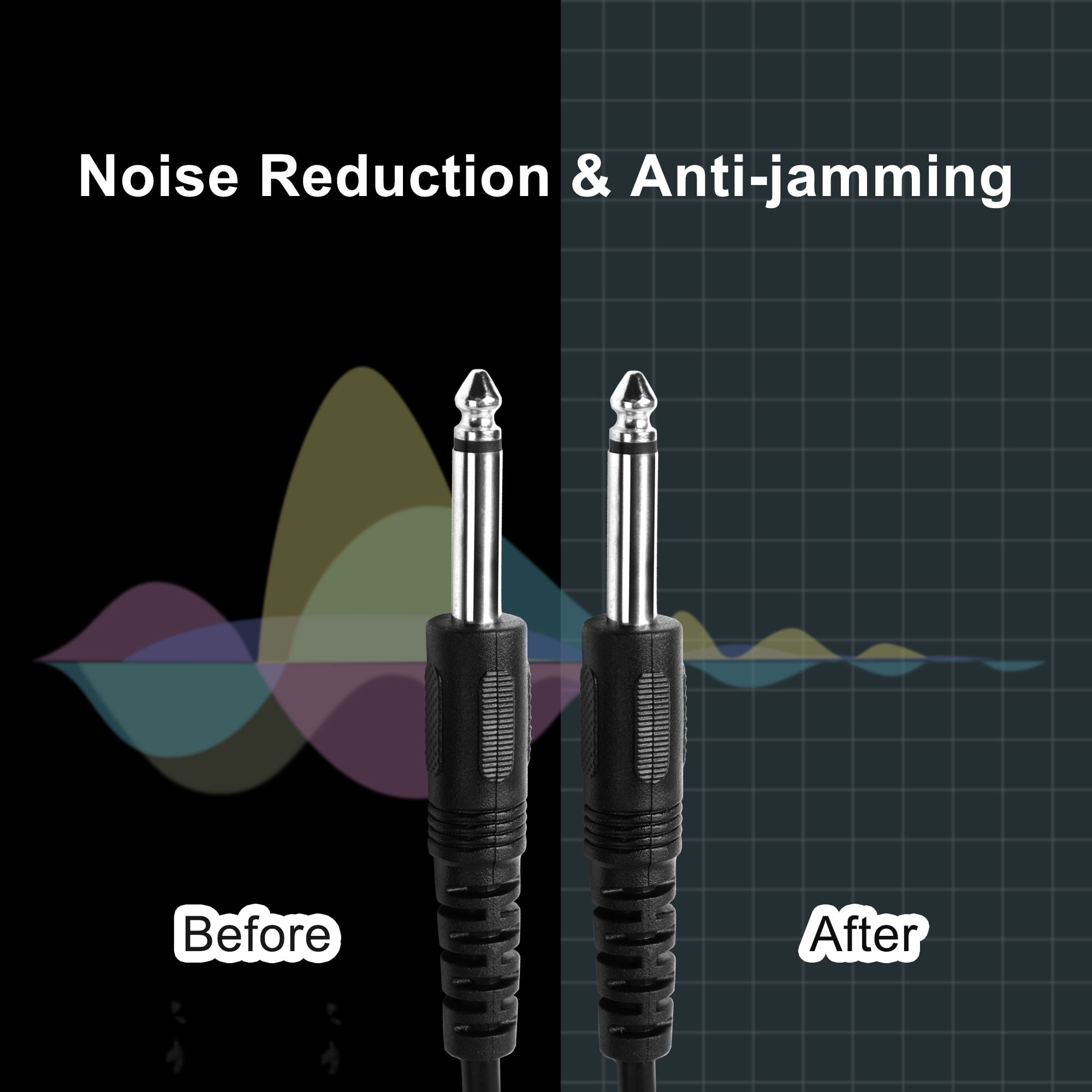 Unique Bargains 1/4 Inch 10ft Black Straight Guitar Cable Electric for Pro Audio Amplifier