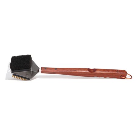 Outset QB45 Rosewood 3-in-1 Grill Brush with Replaceable Bristles and Pad