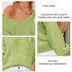 thumbnail image 5 of Jersey con cuello en V, Top de punto, moda, transpirable, manga larga, suéter suelto de punto para mujer, verde S, 5 of 6