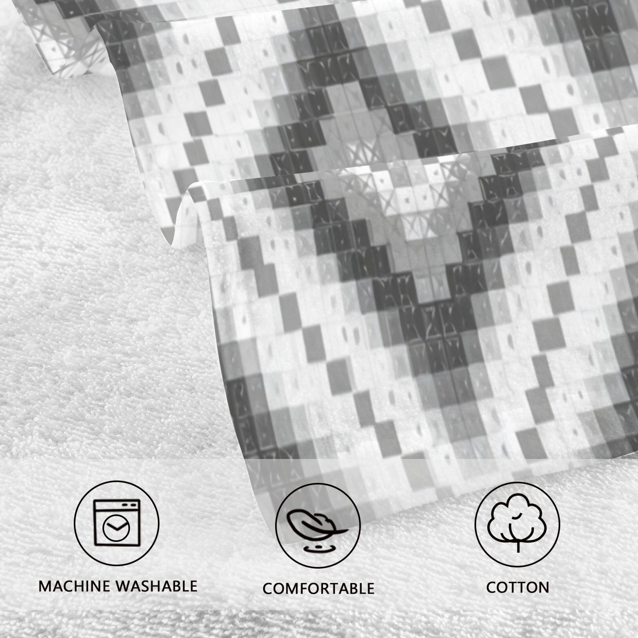 2 Pieces of Cotton Towel Face Towel Set Hand Towel Bath Towel Cotton Bath Towel Sets Black and White Pattern
