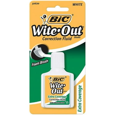BIC Wite-Out Brand Extra Coverage Correction Fluid, 20 ml, White, 1 Count