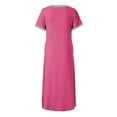 thumbnail image 5 of Women Long Nightdress Short Sleeve V Neck Tunic Maxi Dress Soft Sleep Dress Elegant Pajamas Loungewear Nightdress Cotton Sleepwear Homewear Jumper Dress Long Nightgown with Pockets, 5 of 7
