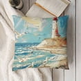 thumbnail image 3 of Sea Seaside Pillow CoversVintage Lighthouse Seagull Ocean Theme Reversible Throw Pillow Covers Cases,Nautical Sailboat Watercolor Pigment Graffiti Square Cushion Covers Set, 3 of 5