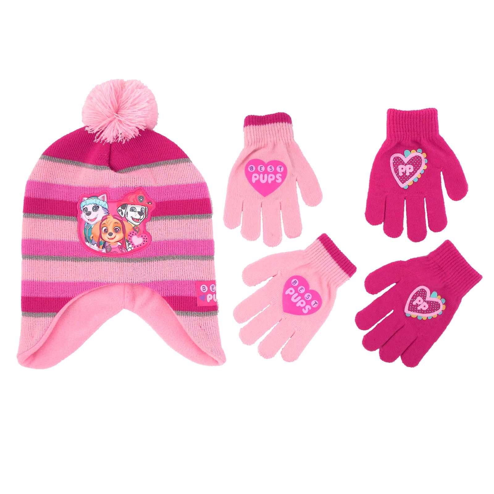Nickelodeon boys Paw Patrol Character Hat And 2 Pairs Of Mittens Or Gloves Cold Weather Set