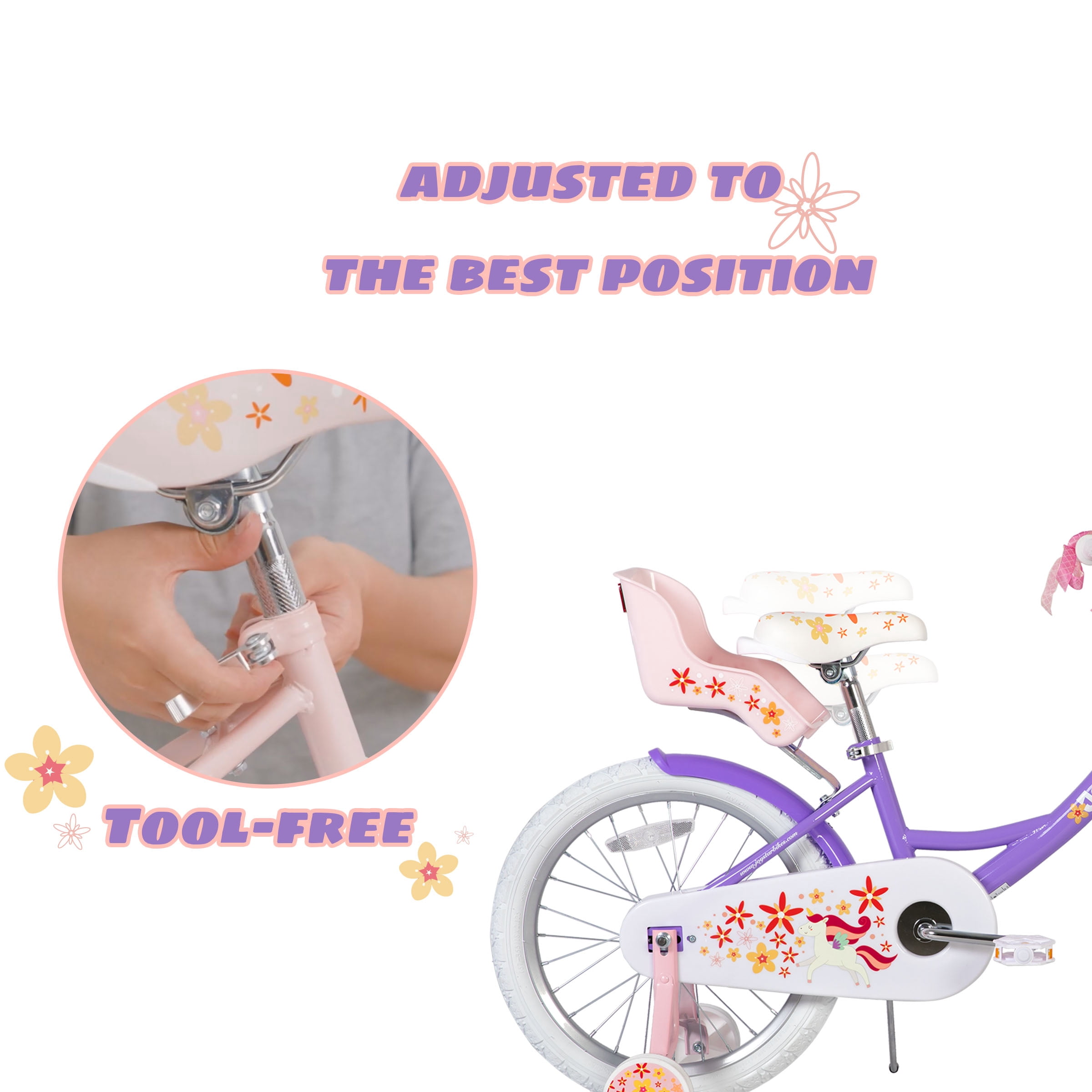 Joystar Unicorn 18inch Girls' Bike, Purple