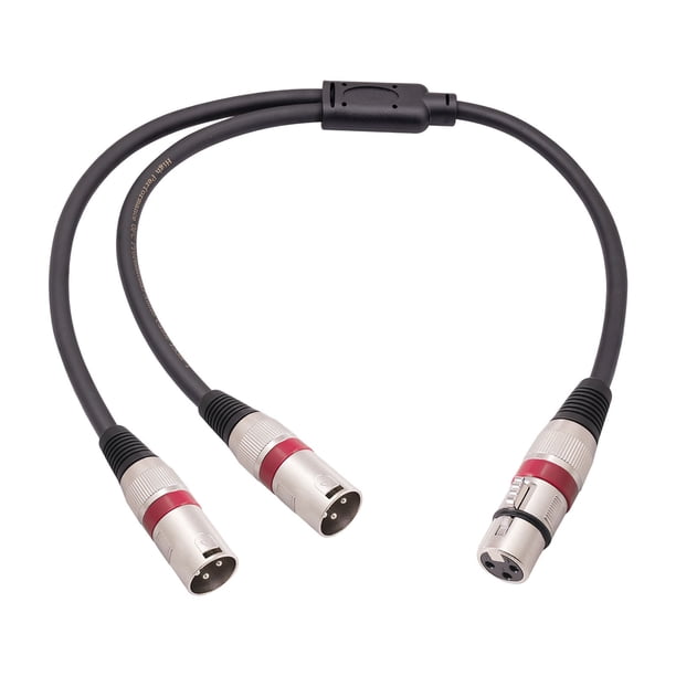 Cable divisor XLR en Y, XLR macho a doble XLR hembra, cable divisor en Y de 3 pines, balanceado para micrófonos, mezcladores, amplificadores de potencia