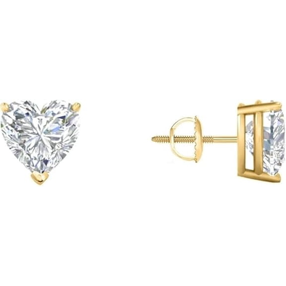 1 Ct Heart Shape Lab Grown Diamond Stud Earrings | 925 Sterling Silver Screw Back Sparkling Jewelry | Ideal for Daily, Work & Party Wear