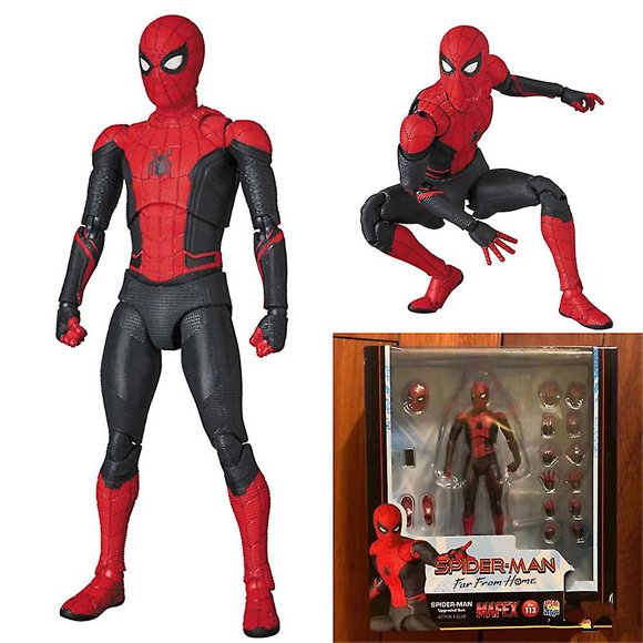Mafex No.113 Spider-man Far From Home Upgraded Suit Action Figure Collectible Super Hero Model Toy Fans Gifts, Premium Design And Accessoriessebneei