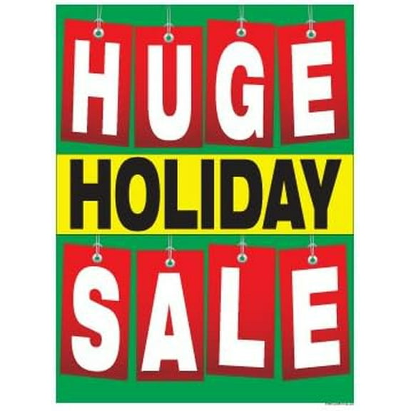 P70HUS "Huge Holiday Sale" Christmas Seasonal Vinyl Window Sale Sign Posters Retail Business Store Signs (P70-38" x 50") Furniture Flooring Mattress Wholesale Indoor Signage
