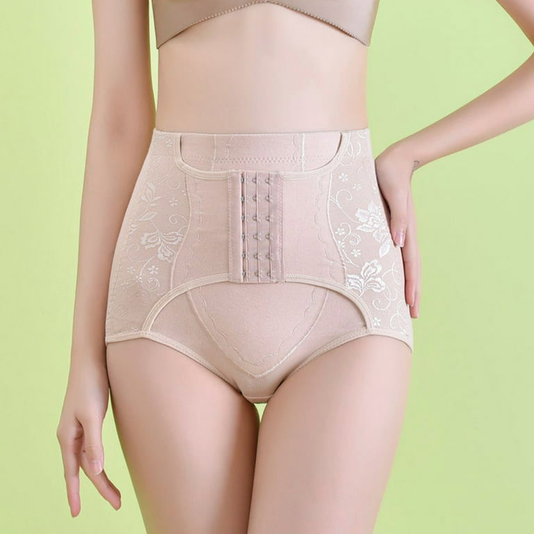 GENEMA Women Short High Waist Tummy Control Panties Brief Hooks Front  Floral Jacquard Butt Lifter Corset Body Shaper Underwear