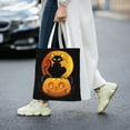 thumbnail image 2 of DouZhe Reusable Grocery Bags, Vintage Pumpkin Skull Black Cats Lightweight Polyester Canvas Cloth Tote Bag for Travle Gym Shopping School, 15" x 16", 2 of 7