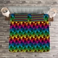thumbnail image 3 of Ambesonne Geometric Quilted Bedspread Set 3 Pcs, Digital Game Style, Queen Size, Multicolor, 3 of 3
