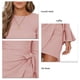 thumbnail image 3 of Vestido Acampanado De Manga Larga Con Cinturón Y Lazo, Vestido Corto De Cintura Alta Con Volantes De Punto Gofrado Para Mujer Para Fiesta, 3 of 6