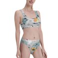 thumbnail image 2 of Daiia The World Map with Cartoon Animals printed 2 piece Swimsuit Bikinis for Women High Waisted Racerback Bathing Suits Summer Tummy Control Scoop Neck Swimwear-XX-Large, 2 of 8