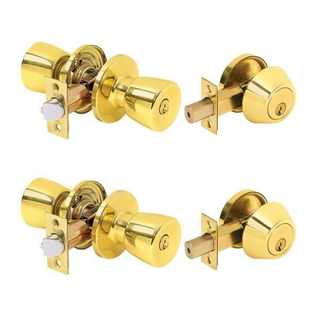 Tell Manufacturing 5006258 Double Pack Bright Brass Deadbolt