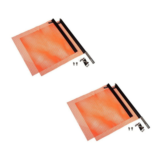 EZ Mount Warning Flag Orange 18" x 18" Spring Loaded Quick n Easy Disconnect - 2 Pack