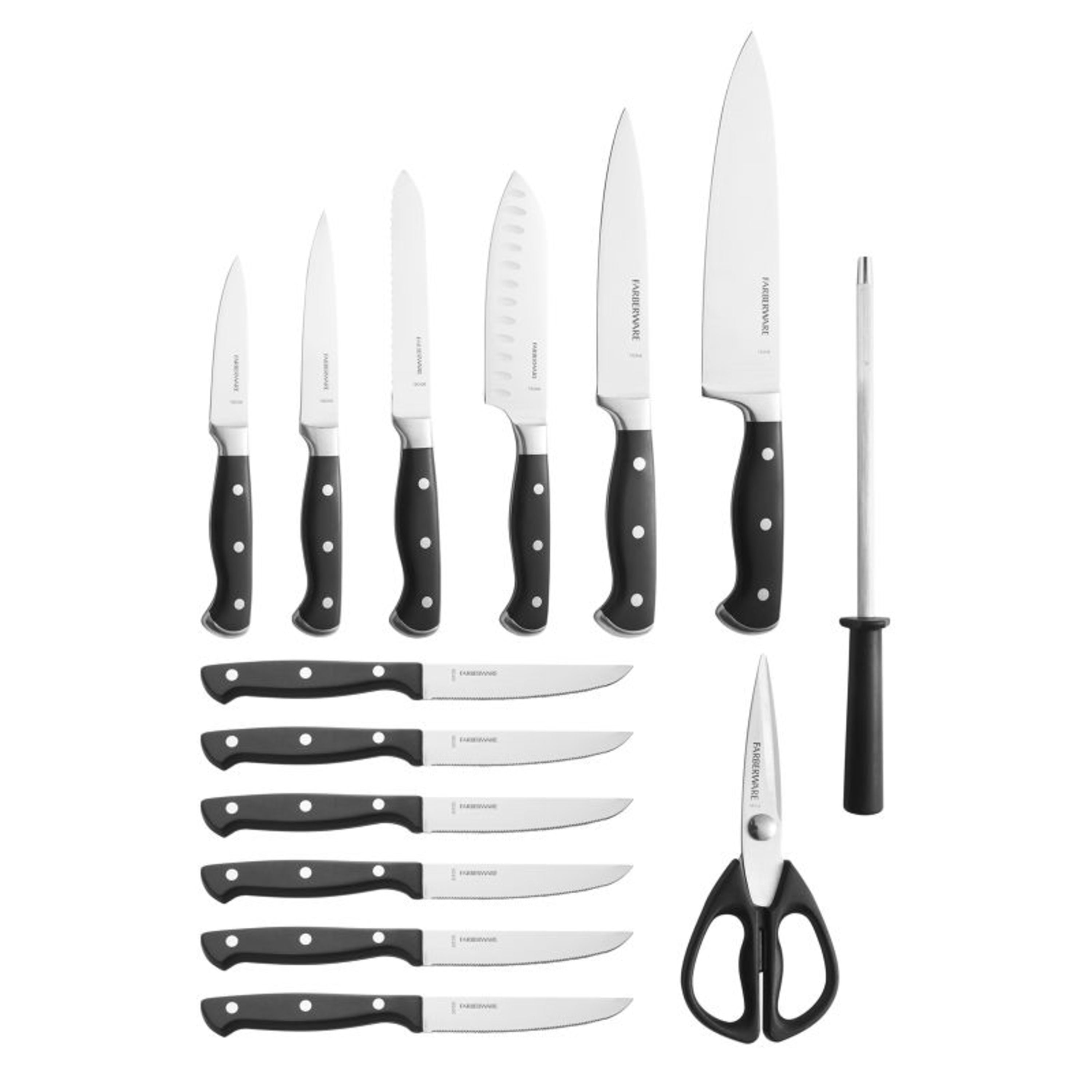Knife Set, 15pcs Professional Kitchen Knives, Forged Full Tang Chef Knife  Set, High Carbon Stainless Steel with Sturdy Triple Rivets, BO  Anti-rusting, Ultra Sharp & Durable, Black Chef Series by OOU 