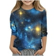thumbnail image 2 of Spazoro Kids Child Girls Casual T-Shirts Tee, Fashion 3/4 Sleeve Printed Crew Neck Summer Loose Tops Trousers for Girls Blue Size 7 T, 2 of 5