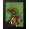 thumbnail image 2 of Fab Funky 14x18 Black Modern Framed Museum Art Print Titled - Basset Hound, Elf Hat, 2 of 5