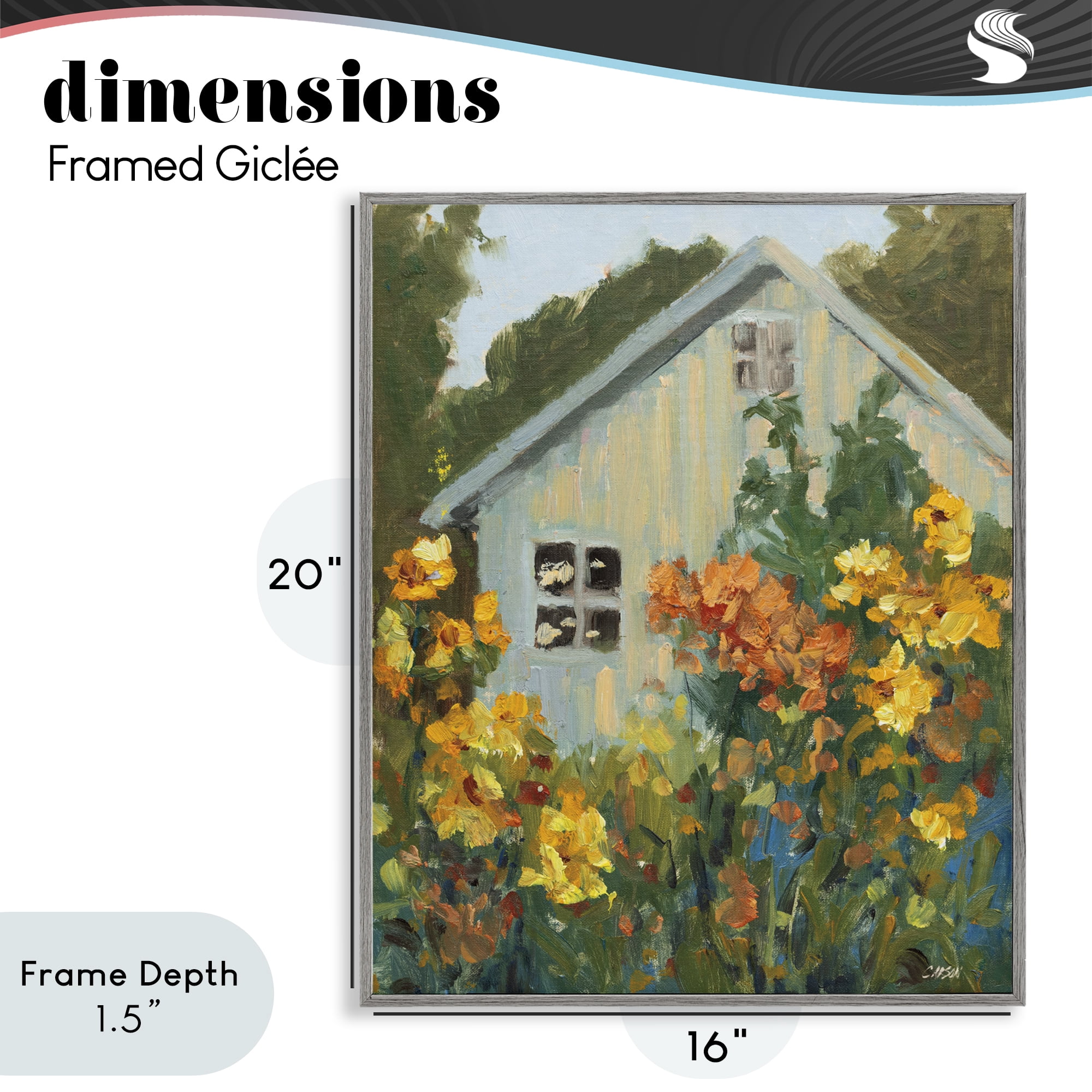 Stupell Industries Sunlit Cottage Garden View Gray Framed Giclee Art, design by Carson Overstreet