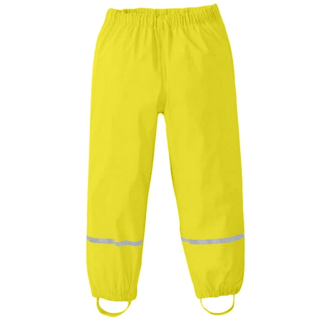 MIASHUI Pantalon de Pluie pour Enfants Garçons Filles Imperméable Léger Réfléchissant Pantalon de Pluie, Jaune, 3-4 Ans