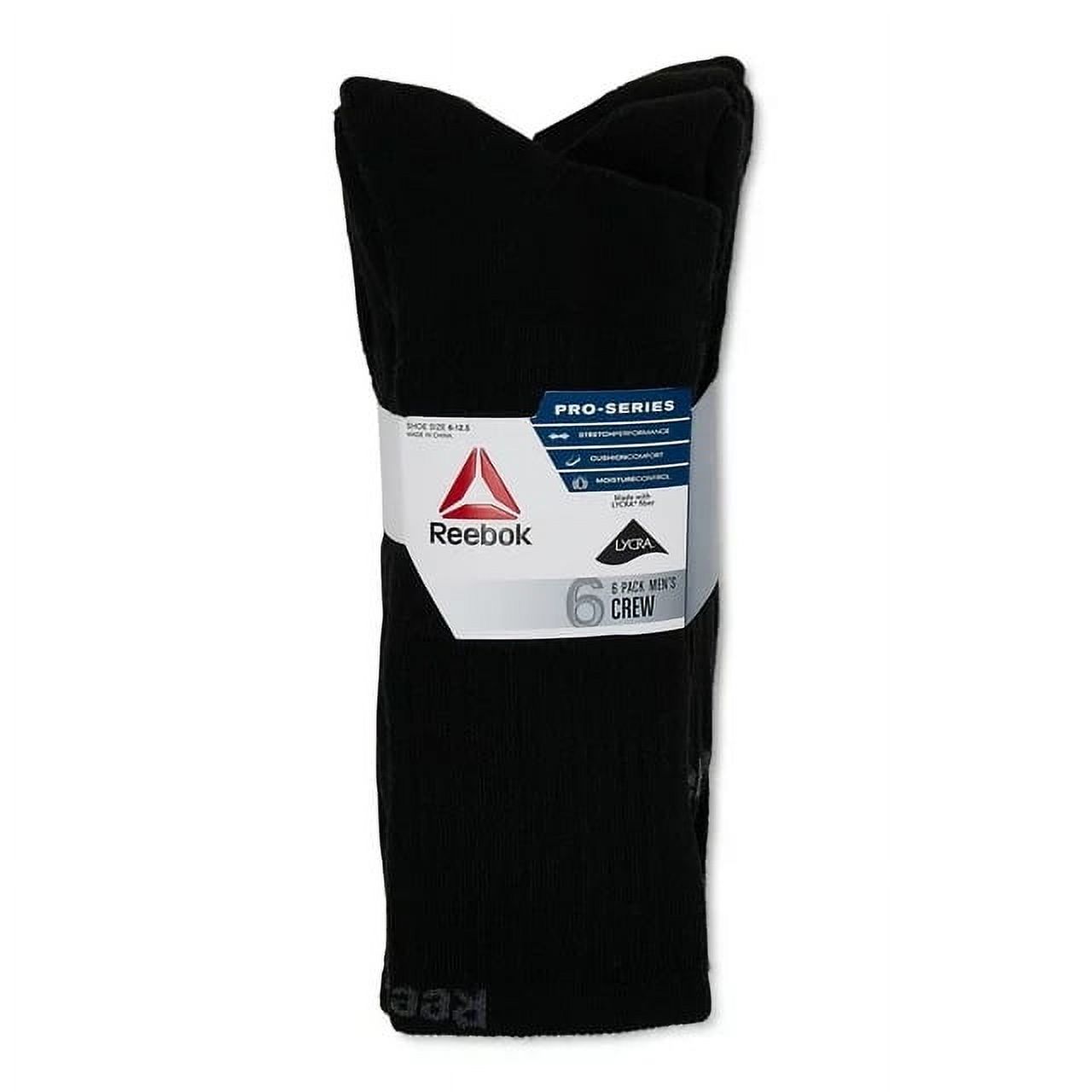 Reebok Men's Pro Series Crew Socks, 6-Pack, Black photo 7