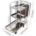 thumbnail image 2 of Commercial Room Cleaning Push Cart Janitor Cart Kitchen Trolley with Cloth Bag Stainless Steel 3 Shelf Hotels Housekeeping Cleaning Tools, 2 of 7