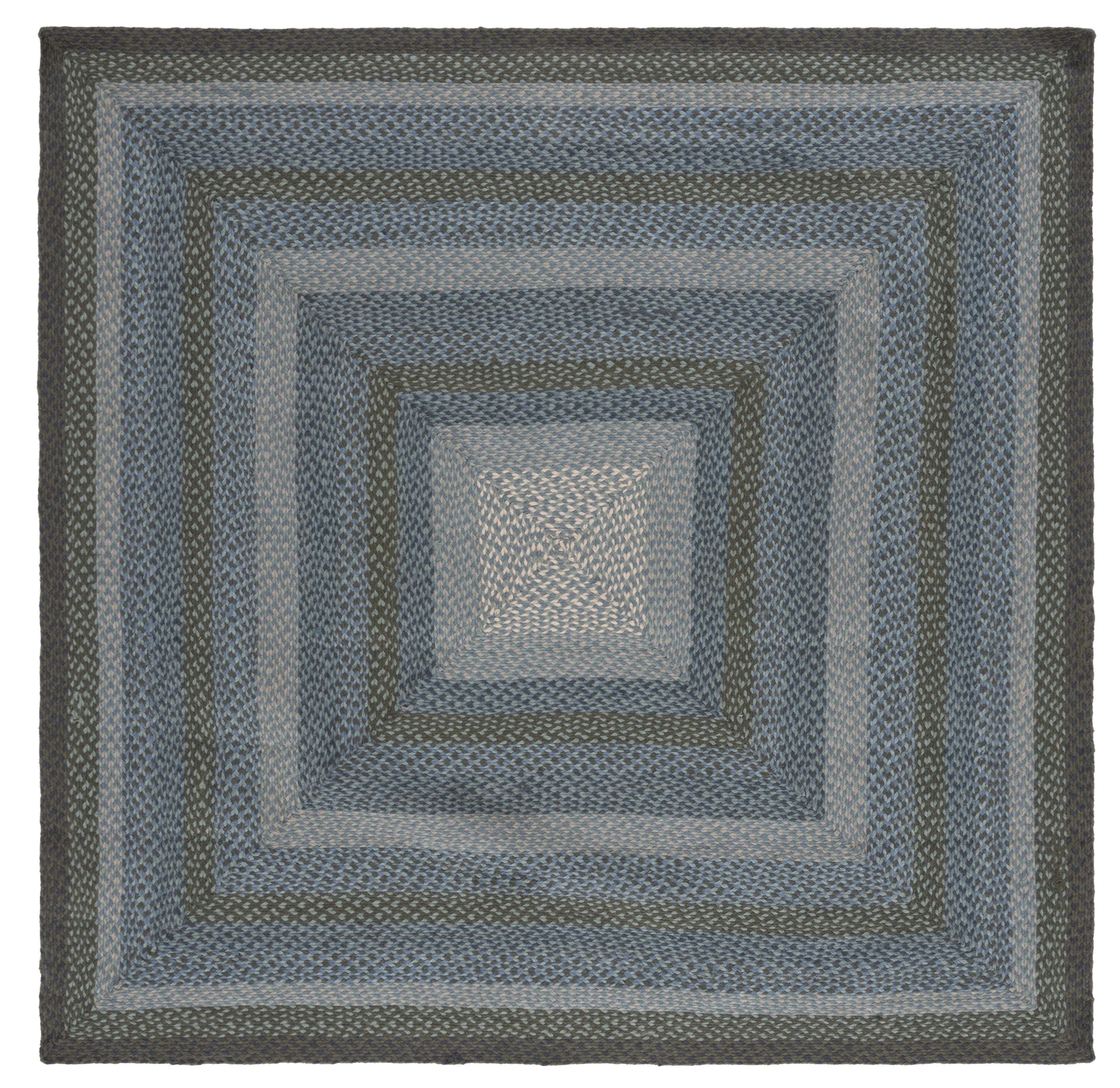 SAFAVIEH Braided Dorinda Bordered Reversible Area Rug, Light Blue/Green, 6' x 6' Square