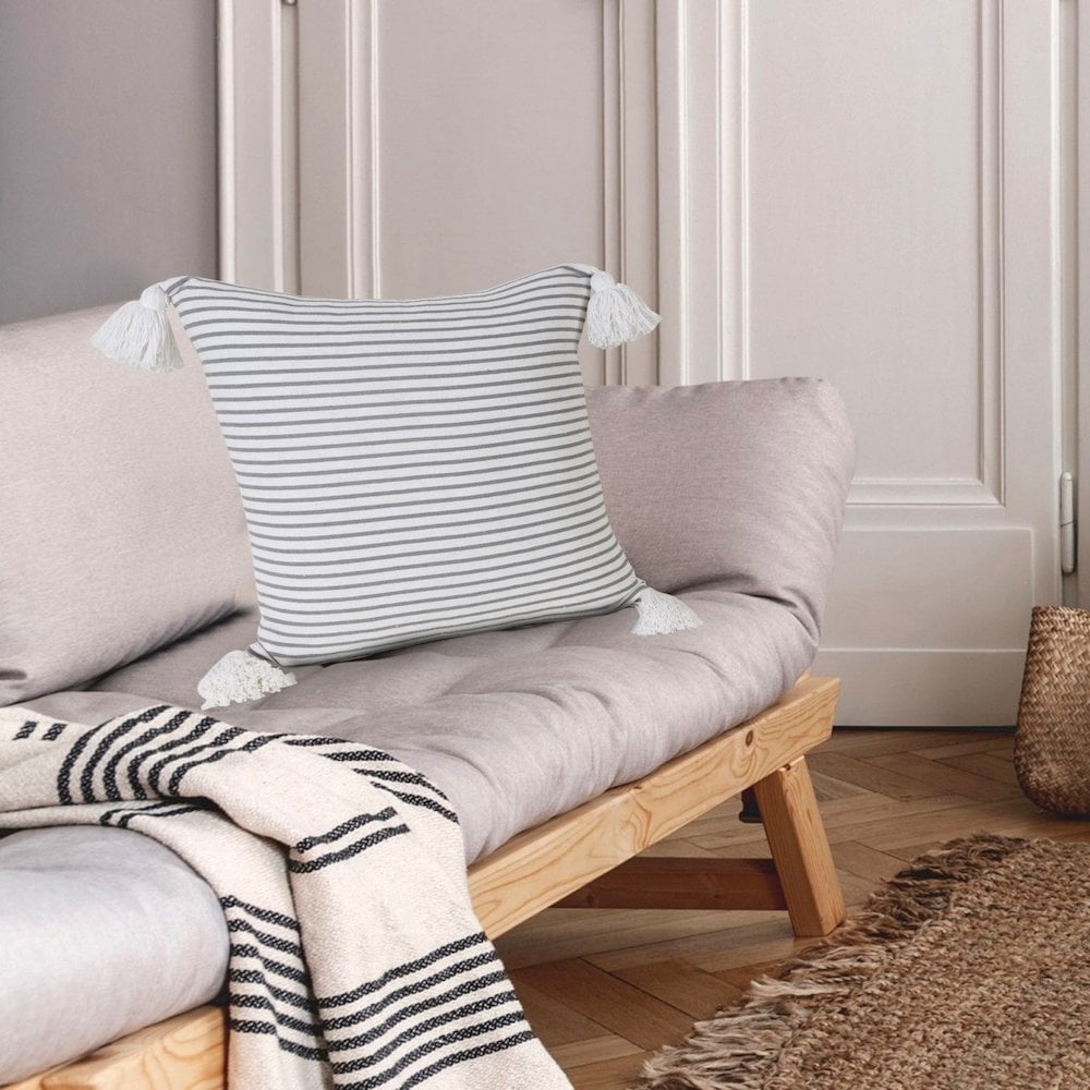 LR Home Basic Balanced Striped Throw Pillow with Tassels