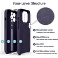 thumbnail image 6 of Liquid Silicone Case for iPhone 13 Pro Max, [Camera Protection] [Anti Fingerprint] [Wireless Charging] 4 Layer Phone Case Protective Cover, Built-in Microfiber Case Cover, 6.7", Dark Purple, 6 of 15