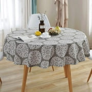 Medallion Table Cloth, 60 Inch Round Tablecloth, Round Retro Tablecloth,Cotton Tablecloth for Dining Room