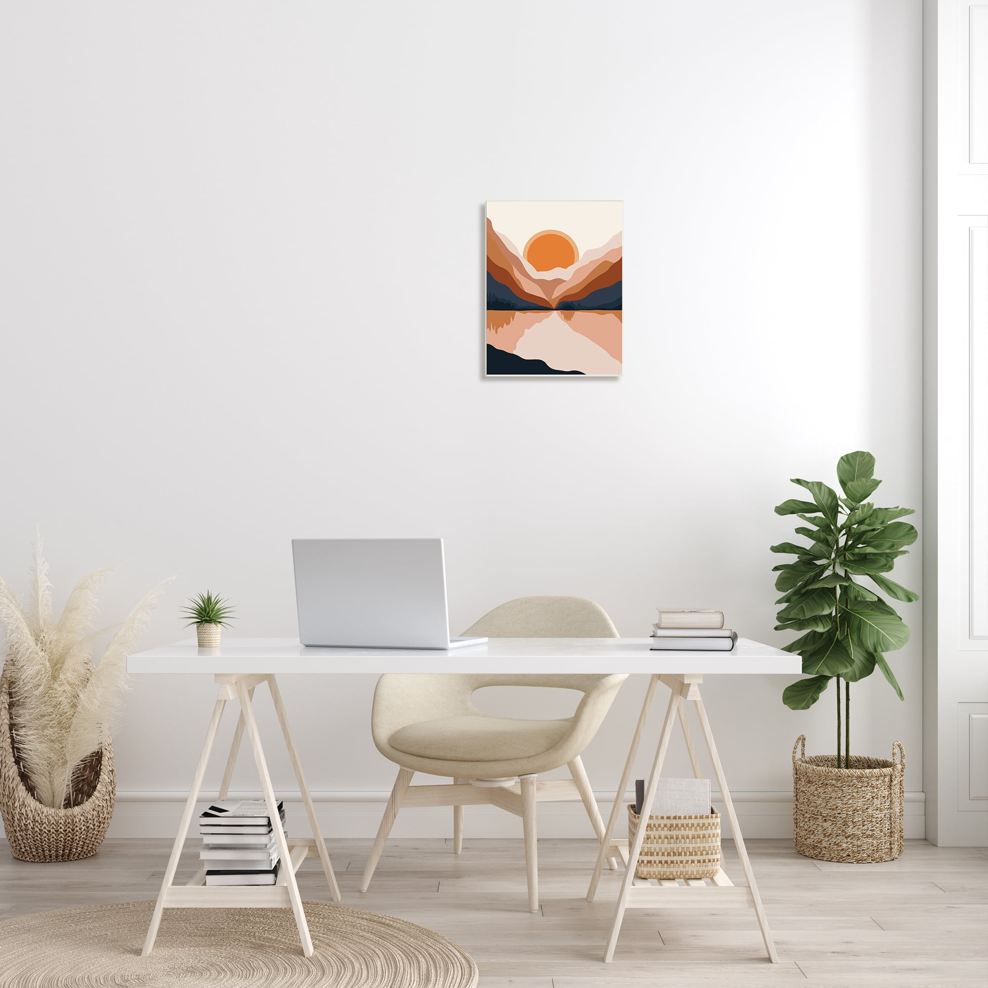 Stupell Industries Vibrant Orange Sunrise Minimal Mountain Lake Abstraction, 13 x 19, Designed by Ros Ruseva