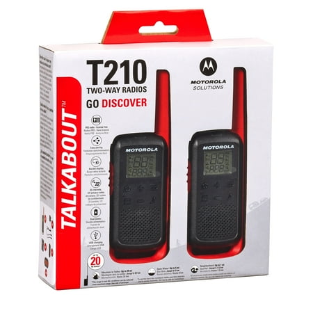 Motorola - Solutions TALKABOUT T210 Two Way Radio - 2 Pack - Black