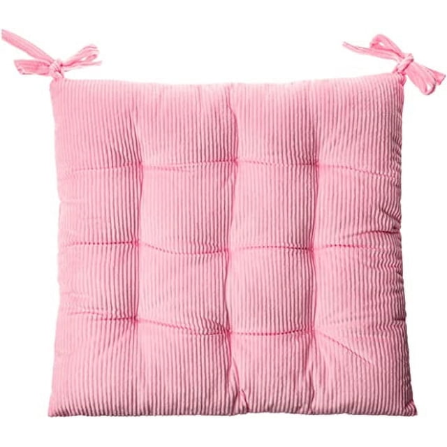 Nvzi Corduroy Chair Cushion with Ties Ultra Soft Warm Floor Cushion for Kids Reading Comfortable Square Seat Cushion for Adult 15.7”x15.7”, Pink