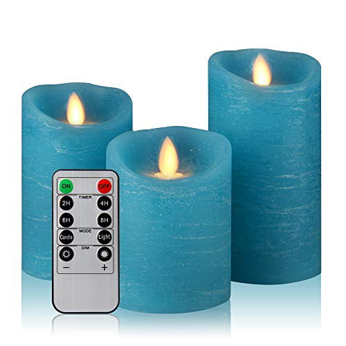 Candles Set Of 9 Flameless LED Timer Remote 24-Hour WAX Pillar Ivory Party Gift 
