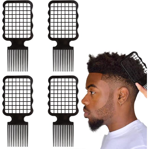 shiyou-4 Pcs Twist Combs, Hair Sponge Alternative Comb for Men Curls Sponge Brush Upgrade Hair Brush (Black)