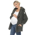 thumbnail image 2 of White Mark Women's Maternity Plush Hooded Cardigan with Pockets Size S-4X, 2 of 6