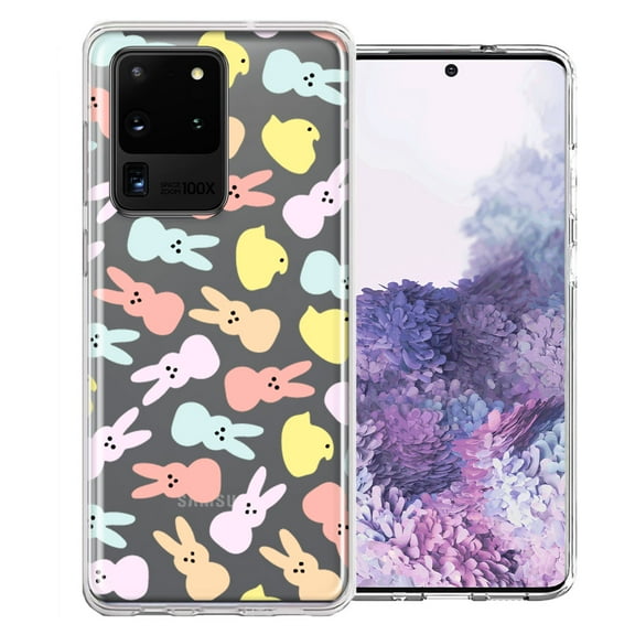 MUNDAZE for Samsung Galaxy S20 Ultra Pastel Easter Polkadots Bunny Chick Candies Double Layer Phone Case Cover