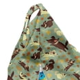 thumbnail image 5 of Autumn Lounger Chair Bag, Continuous Cartoon Design Repeated Puppies Chasing Playing Art, High Capacity Storage with Handle Container, Lounger Size, Almond Green and Multicolor, by Ambesonne, 5 of 5